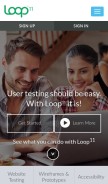 How loop11.com looks like on a mobile device such as an iPhone.