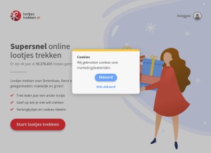 How lootjestrekken.nl looks like on a tablet such as an iPad.