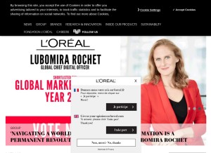 How loreal.com looks like on a tablet such as an iPad.