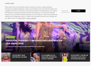 How los40.com looks like on a tablet such as an iPad.