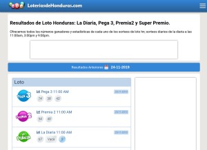 How loteriasdehonduras.com looks like on a tablet such as an iPad.