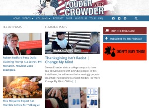 How louderwithcrowder.com looks like on a tablet such as an iPad.