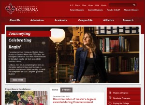 How louisiana.edu looks like on a tablet such as an iPad.