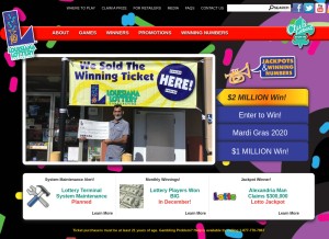 How louisianalottery.com looks like on a tablet such as an iPad.