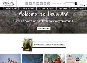 How louisianatravel.com looks like on a tablet such as an iPad.