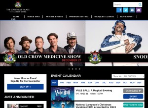 How louisvillepalace.com looks like on a tablet such as an iPad.