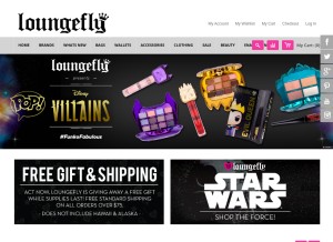 How loungefly.com looks like on a tablet such as an iPad.