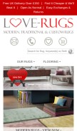 How love-rugs.com looks like on a mobile device such as an iPhone.