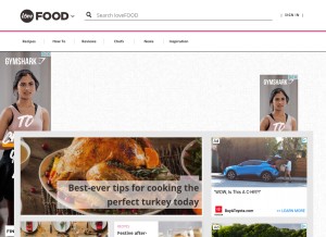How lovefood.com looks like on a tablet such as an iPad.