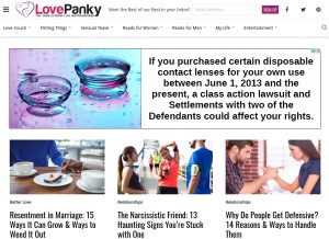 How lovepanky.com looks like on a tablet such as an iPad.