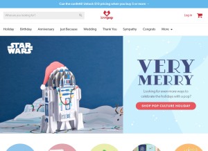 How lovepopcards.com looks like on a tablet such as an iPad.