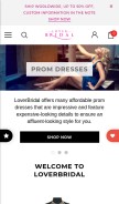 How loverbridal.com looks like on a mobile device such as an iPhone.