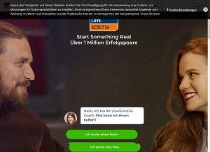 How lovescout24.de looks like on a tablet such as an iPad.