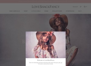 How loveshackfancy.com looks like on a tablet such as an iPad.