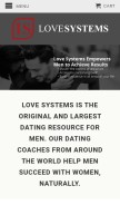 How lovesystems.com looks like on a mobile device such as an iPhone.