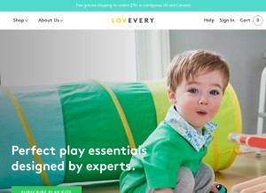 How lovevery.com looks like on a tablet such as an iPad.