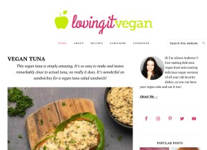 How lovingitvegan.com looks like on a tablet such as an iPad.