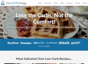 How lowcarb-ology.com looks like on a tablet such as an iPad.