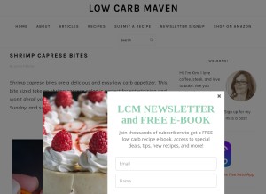 How lowcarbmaven.com looks like on a tablet such as an iPad.