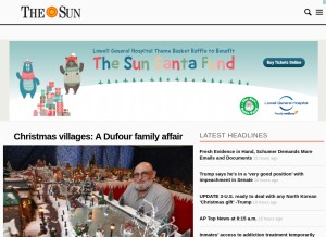 How lowellsun.com looks like on a tablet such as an iPad.