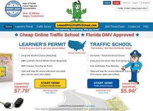 How lowestpricetrafficschool.com looks like on a tablet such as an iPad.