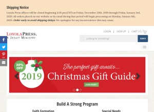 How loyolapress.com looks like on a tablet such as an iPad.