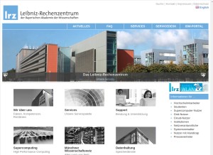 How lrz.de looks like on a tablet such as an iPad.