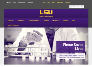 How lsu.edu looks like on a tablet such as an iPad.