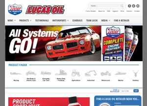 How lucasoil.com looks like on a tablet such as an iPad.