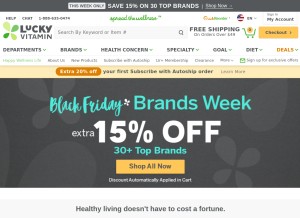How luckyvitamin.com looks like on a tablet such as an iPad.