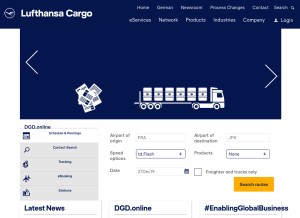 How lufthansa-cargo.com looks like on a tablet such as an iPad.