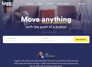 How lugg.com looks like on a tablet such as an iPad.