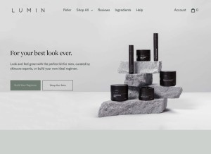 How luminskin.com looks like on a tablet such as an iPad.
