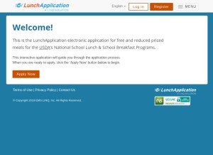 How lunchapplication.com looks like on a tablet such as an iPad.