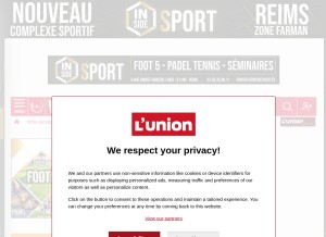 How lunion.fr looks like on a tablet such as an iPad.