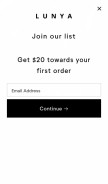 How lunya.co looks like on a mobile device such as an iPhone.