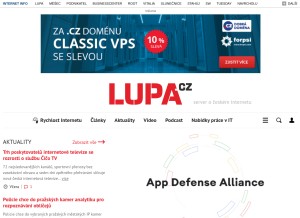 How lupa.cz looks like on a tablet such as an iPad.