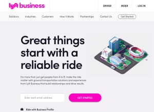 How lyftbusiness.com looks like on a tablet such as an iPad.