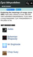 How lyricinterpretations.com looks like on a mobile device such as an iPhone.