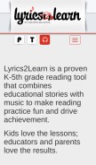 How lyrics2learn.com looks like on a mobile device such as an iPhone.