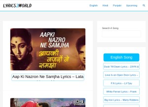 How lyrics2world.com looks like on a tablet such as an iPad.