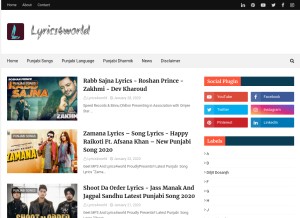 How lyrics4world.com looks like on a tablet such as an iPad.