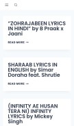 How lyricstuneful.com looks like on a mobile device such as an iPhone.