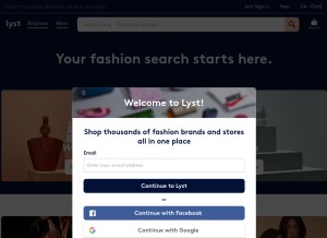 How lyst.ca looks like on a tablet such as an iPad.