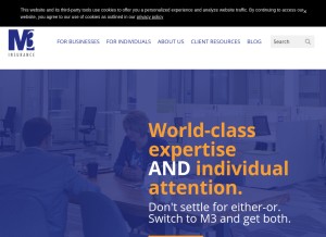 How m3ins.com looks like on a tablet such as an iPad.