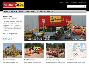How macallisterrentals.com looks like on a tablet such as an iPad.