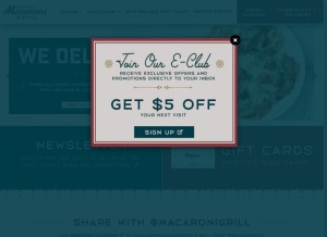 How macaronigrill.com looks like on a tablet such as an iPad.