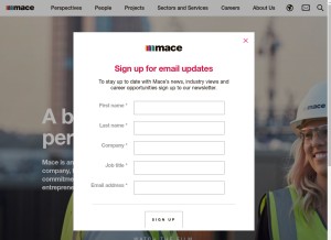 How macegroup.com looks like on a tablet such as an iPad.