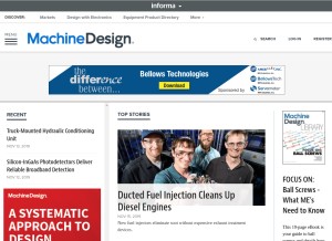 How machinedesign.com looks like on a tablet such as an iPad.