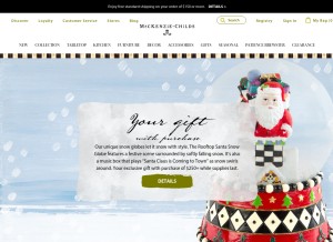 How mackenzie-childs.com looks like on a tablet such as an iPad.